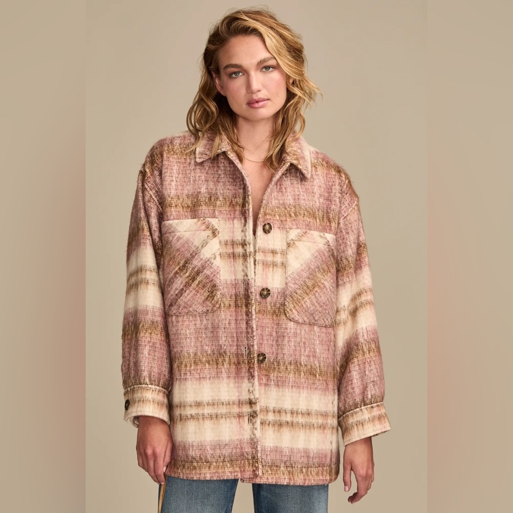 Lucky Brand Oversized Plaid Shirt Jacket